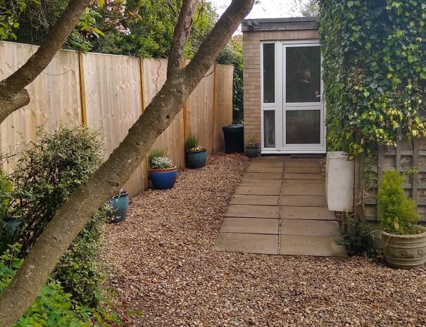 Approach to the private guest entrance