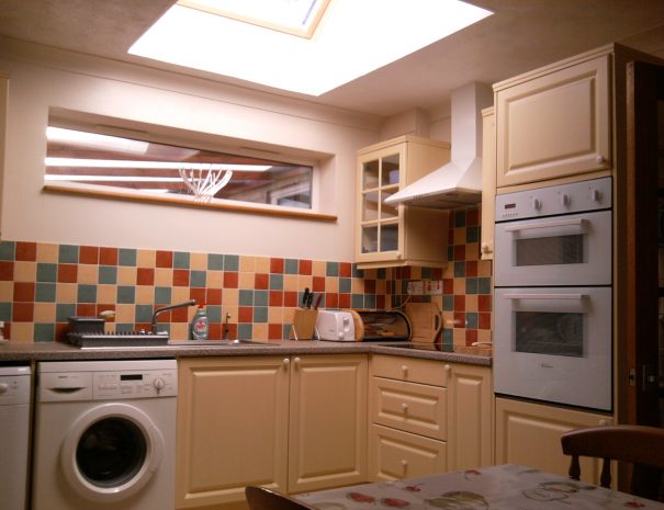 Kitchen work space beneath the skylight